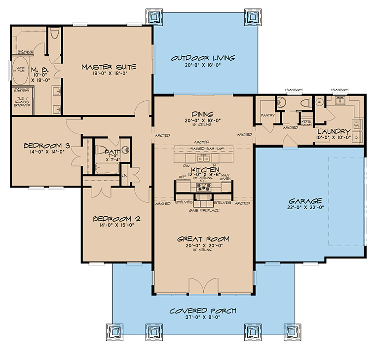 Contemporary Prairie Style Southwest Level One of Plan 82413