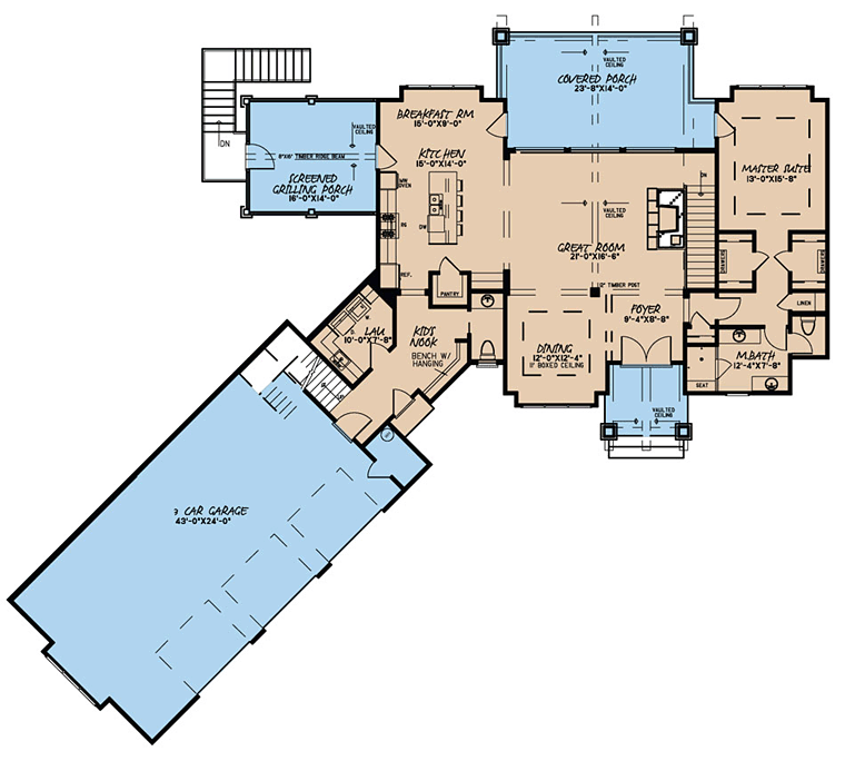 Country Craftsman Level One of Plan 82418