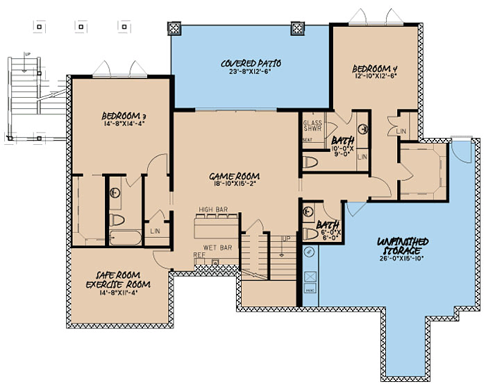 Craftsman Traditional Lower Level of Plan 82423