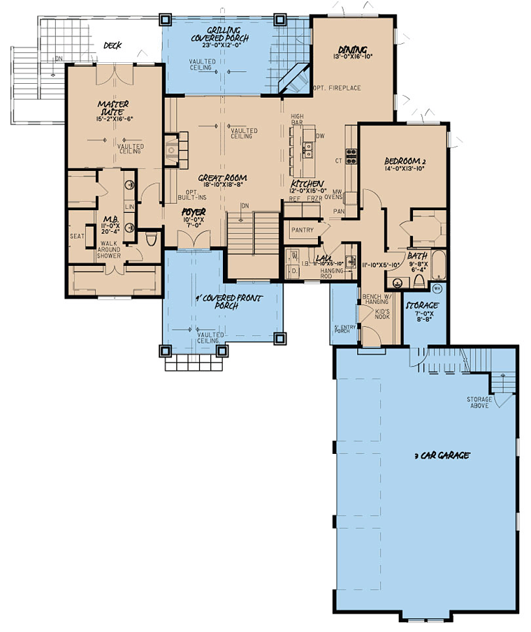 Craftsman Traditional Level One of Plan 82423