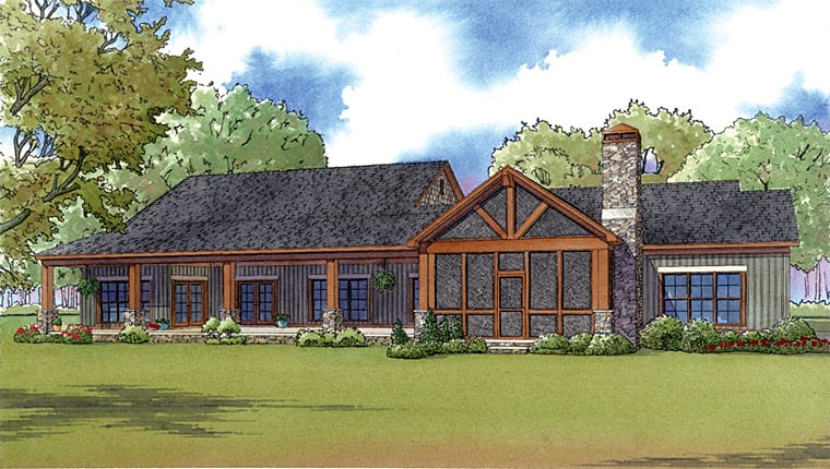 Country Ranch Southern Traditional Rear Elevation of Plan 82426