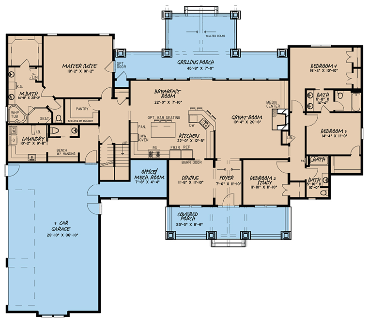 Bungalow Cottage Country Craftsman Southern Level One of Plan 82433