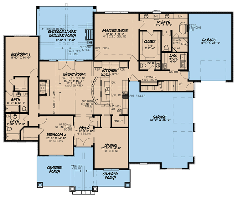 Cottage Country Craftsman Level One of Plan 82437