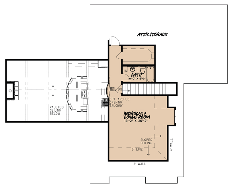 Cottage Country Craftsman Level Two of Plan 82437