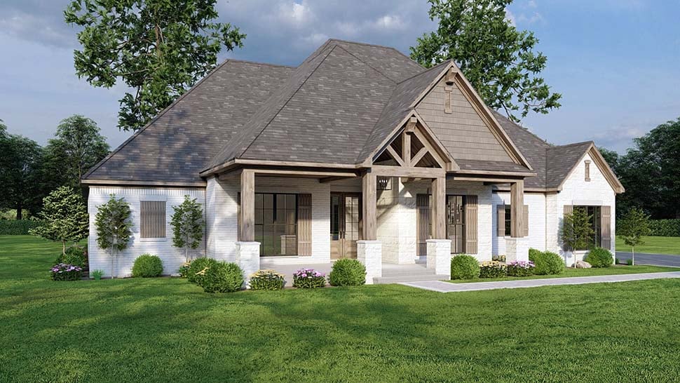 Cottage, Country, Craftsman Plan with 2410 Sq. Ft., 4 Bedrooms, 5 Bathrooms, 3 Car Garage Picture 4