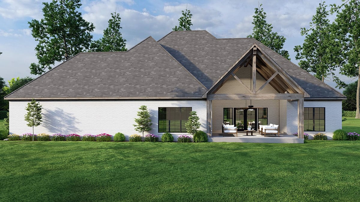 Cottage Country Craftsman Rear Elevation of Plan 82437
