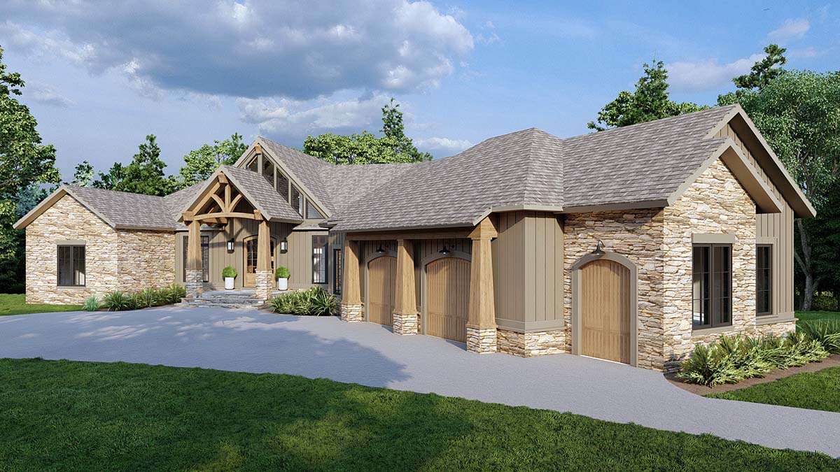 Country, Craftsman, Tudor Plan with 5054 Sq. Ft., 4 Bedrooms, 5 Bathrooms, 2 Car Garage Picture 2