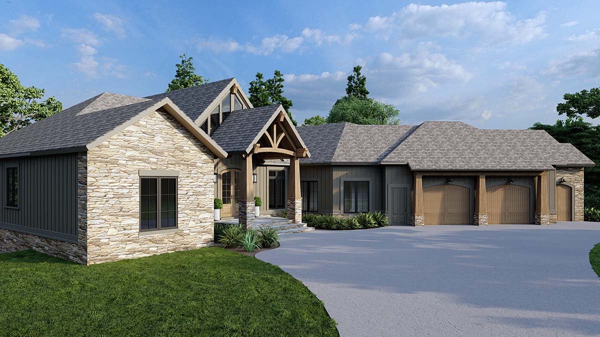 Country, Craftsman, Tudor Plan with 5054 Sq. Ft., 4 Bedrooms, 5 Bathrooms, 2 Car Garage Picture 3