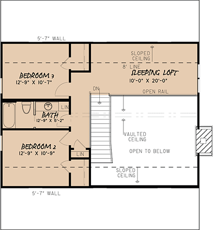 House Plan 82442 Second Level Plan