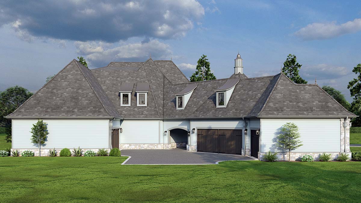 Country, European, French Country, Southern Plan with 6356 Sq. Ft., 5 Bedrooms, 6 Bathrooms, 5 Car Garage Picture 3