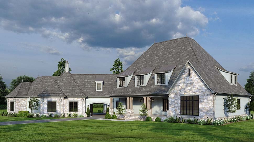 Country, European, French Country, Southern Plan with 6356 Sq. Ft., 5 Bedrooms, 6 Bathrooms, 5 Car Garage Picture 4