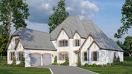 Cottage European French Country Tudor Elevation of Plan 82445