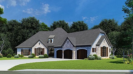 European French Country New American Style Elevation of Plan 82449