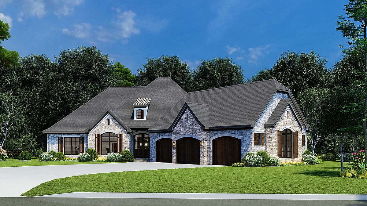 Plan 82449 | French Country Home Plan with Outdoor Living and Grilling Porch