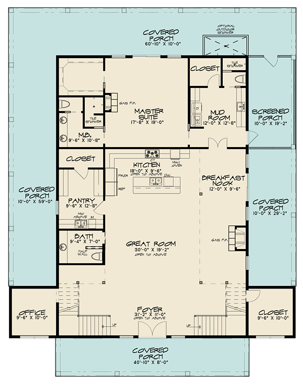 Country Farmhouse Southern Level One of Plan 82451
