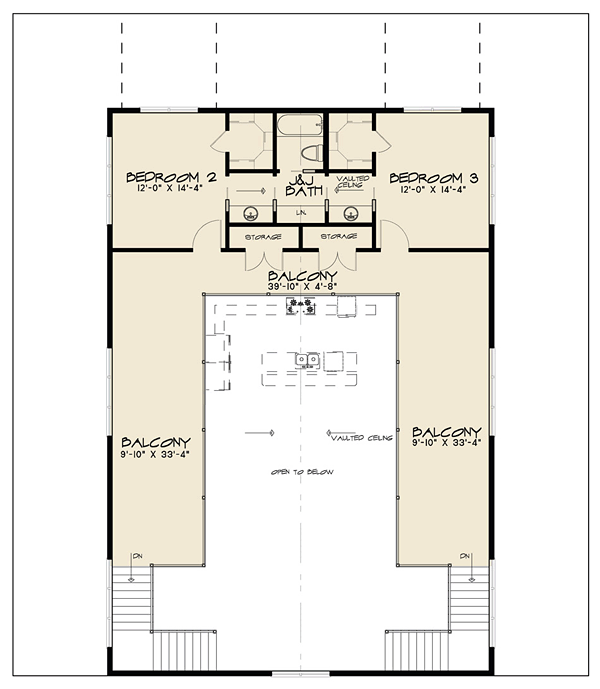 Country Farmhouse Southern Level Two of Plan 82451