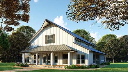Country Farmhouse Southern Elevation of Plan 82451