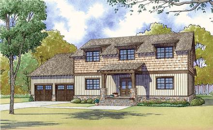 Colonial Country Craftsman Farmhouse Elevation of Plan 82454