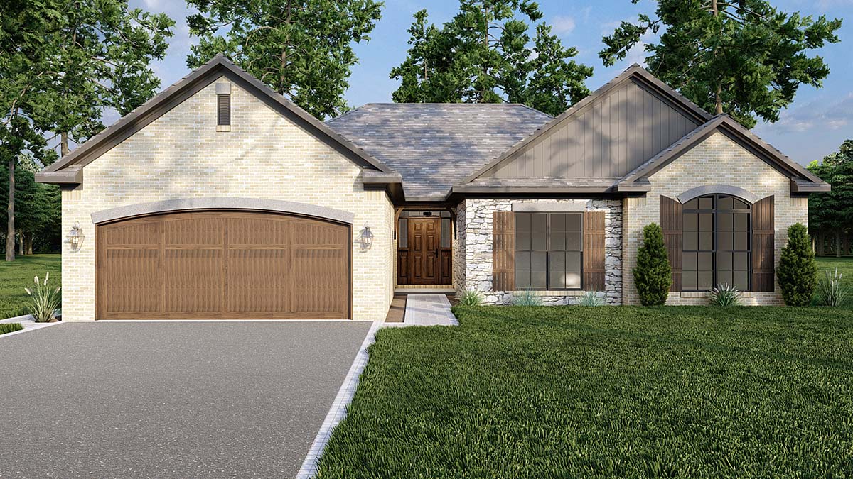 Cottage, Country, Traditional Plan with 1745 Sq. Ft., 2 Car Garage Elevation
