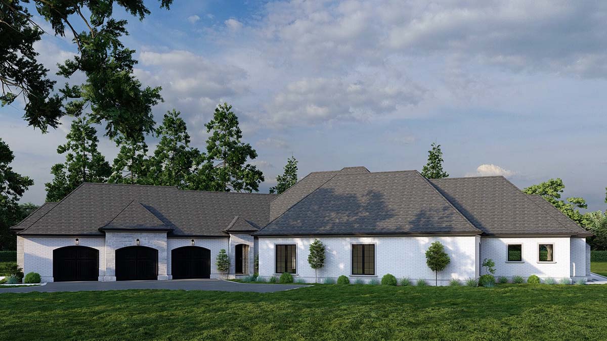 European, French Country, Mediterranean, Southern Plan with 6554 Sq. Ft., 4 Bedrooms, 6 Bathrooms, 3 Car Garage Picture 2