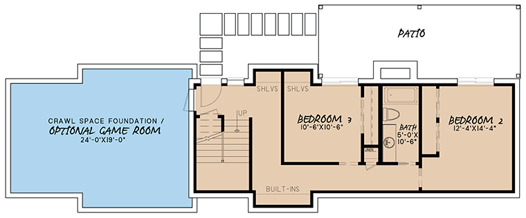 Cabin Country Southern Lower Level of Plan 82464
