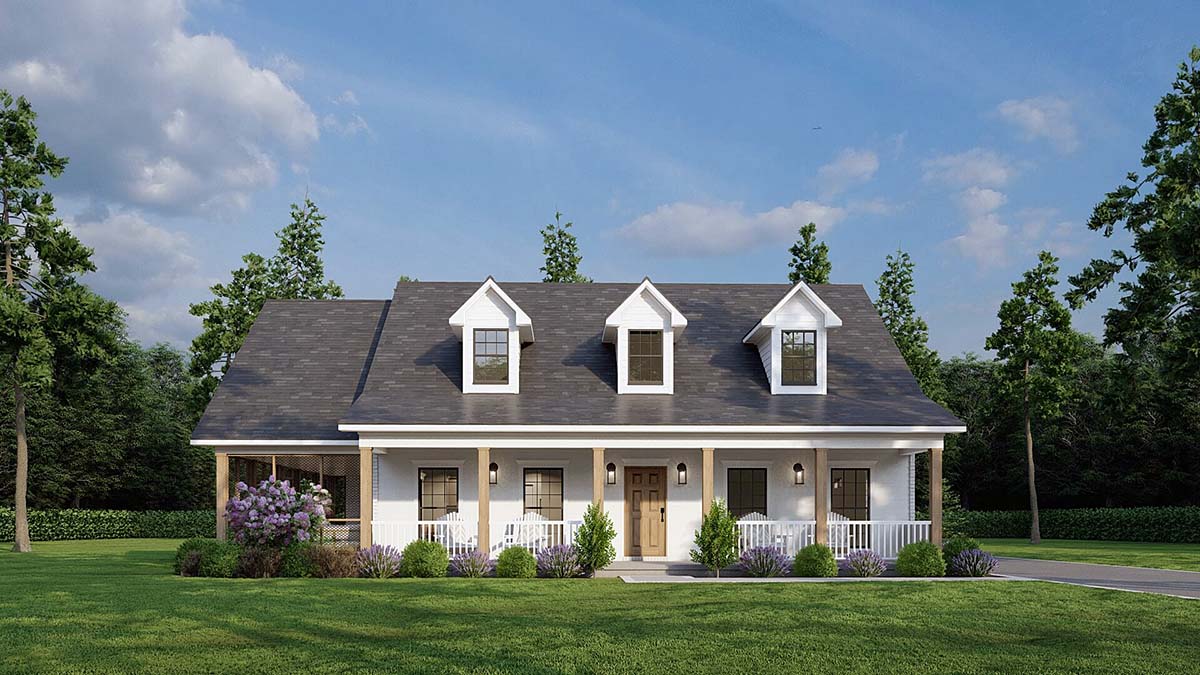Country, Southern Plan with 2871 Sq. Ft., 3 Bedrooms, 3 Bathrooms, 4 Car Garage Elevation