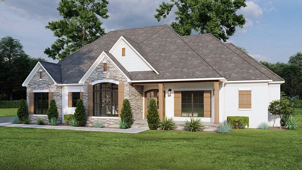Bungalow, Craftsman, European, Traditional Plan with 2199 Sq. Ft., 3 Bedrooms, 4 Bathrooms, 2 Car Garage Picture 4