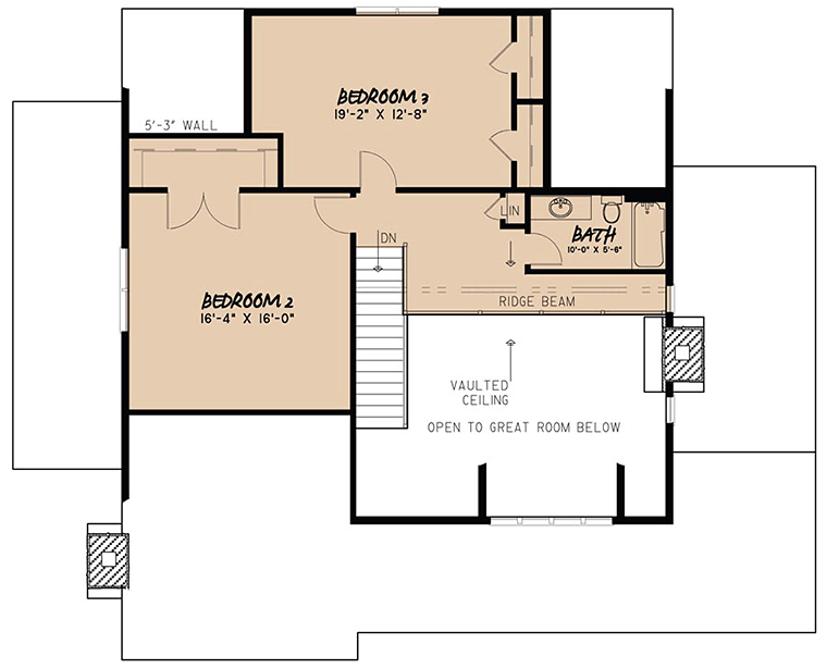 Bungalow Cabin Cottage Country Craftsman Southern Level Two of Plan 82471