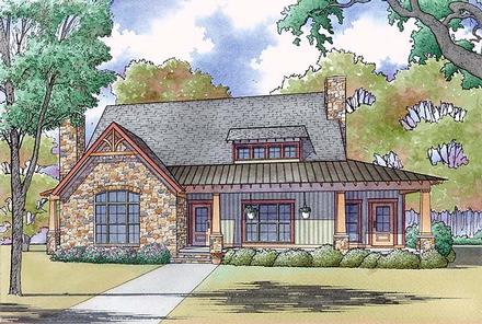 Bungalow Cabin Cottage Country Craftsman Southern Elevation of Plan 82471