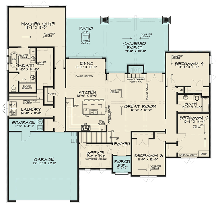 Bungalow Craftsman European French Country Level One of Plan 82475