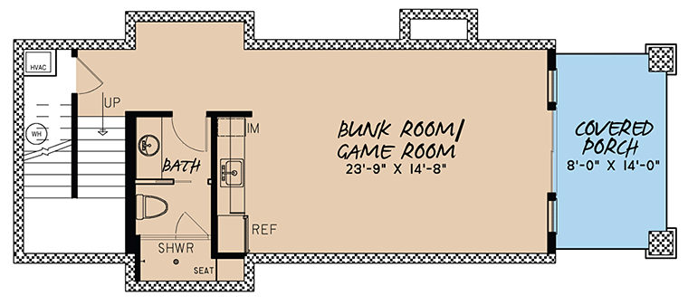 Contemporary Country Craftsman Lower Level of Plan 82478