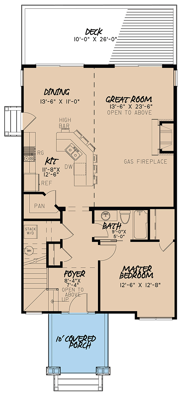 Contemporary Cottage Country Craftsman Saltbox Southern Level One of Plan 82484