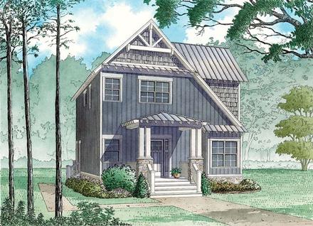 Contemporary Cottage Country Craftsman Saltbox Southern Elevation of Plan 82484