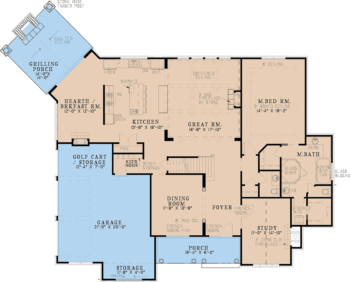 European French Country Traditional Level One of Plan 82485