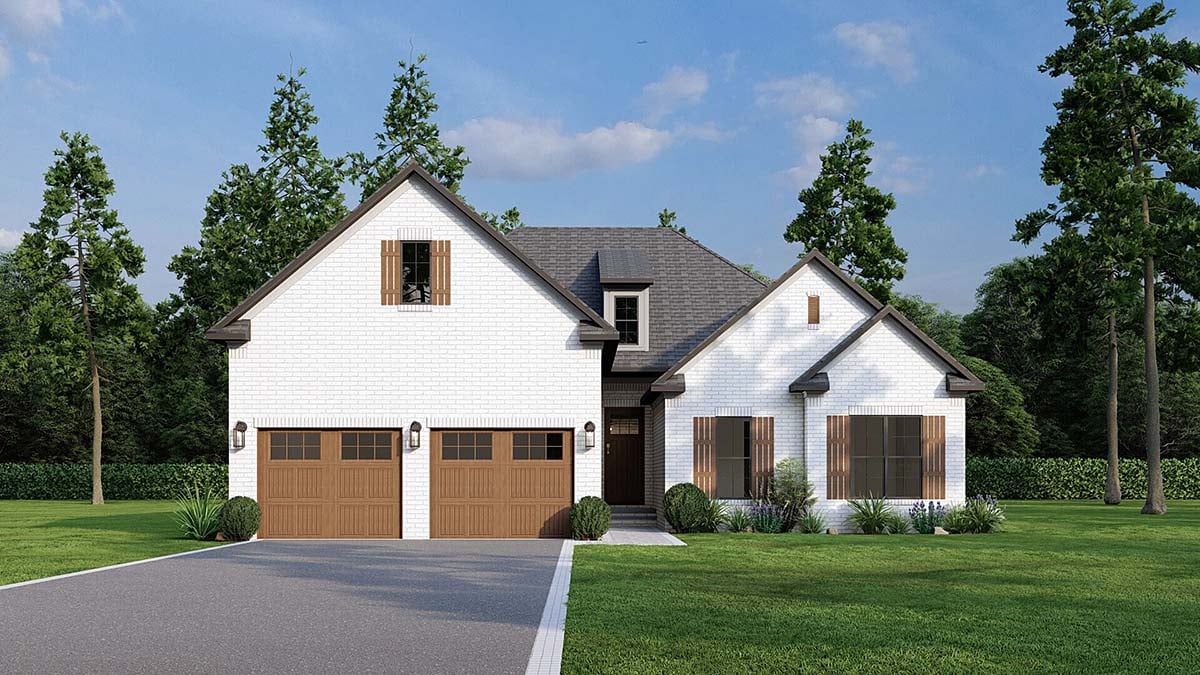 Traditional Plan with 1757 Sq. Ft., 3 Bedrooms, 3 Bathrooms, 2 Car Garage Elevation