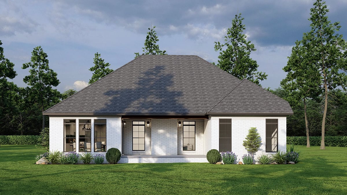 Traditional Plan with 1757 Sq. Ft., 3 Bedrooms, 3 Bathrooms, 2 Car Garage Rear Elevation