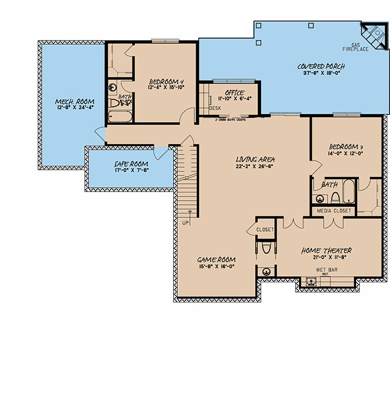 European Traditional Lower Level of Plan 82492