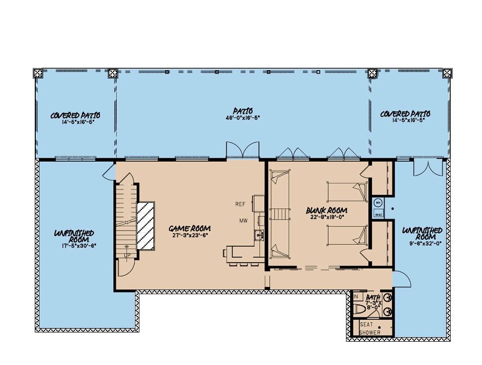 Bungalow Cottage Country Craftsman Southern Lower Level of Plan 82495