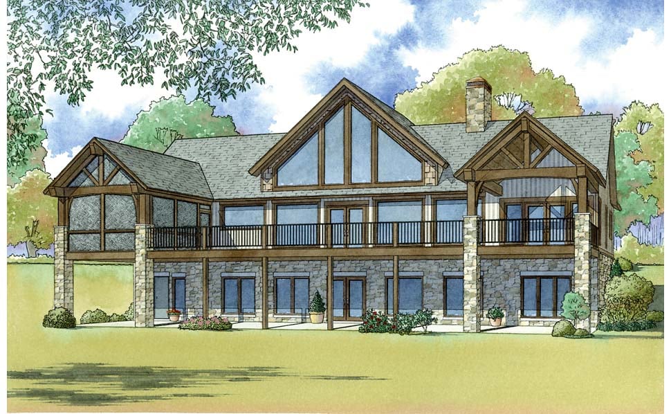Bungalow Cottage Country Craftsman Southern Rear Elevation of Plan 82495