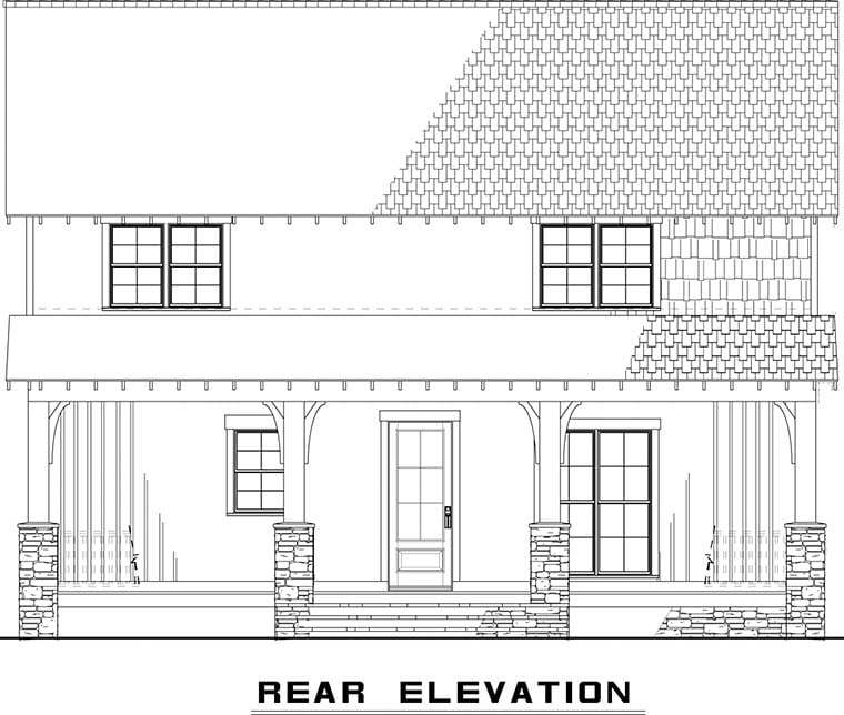 Country Rear Elevation of Plan 82496