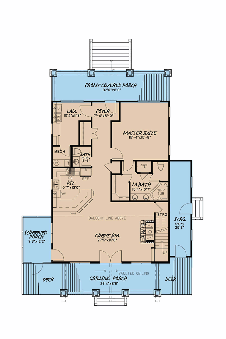 Country Southern Traditional Level One of Plan 82497