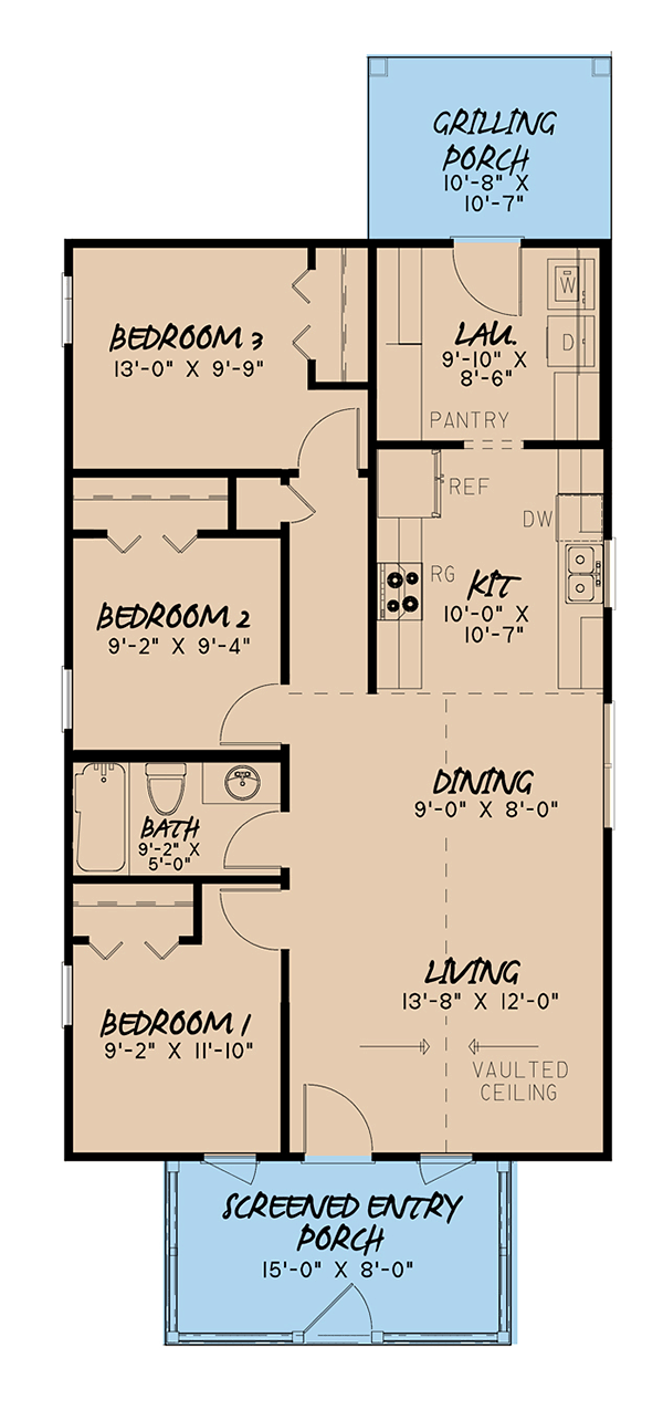 Cabin Country Ranch Southern Traditional Level One of Plan 82499