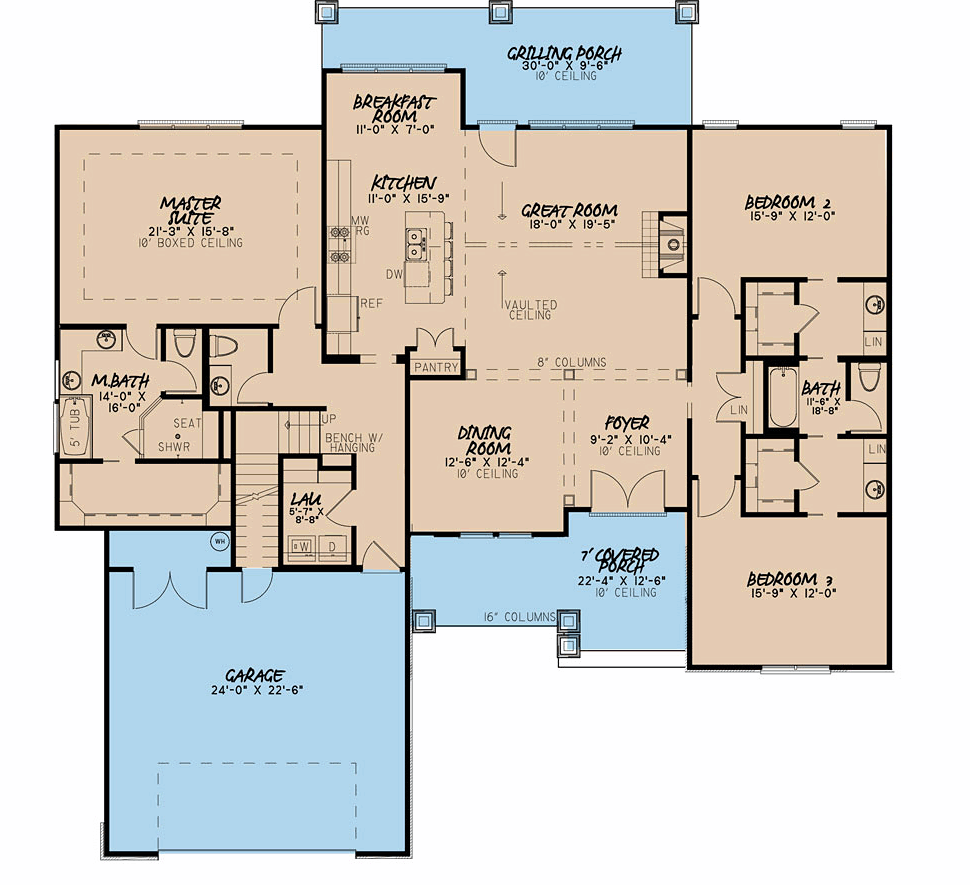 Bungalow Craftsman European French Country Southern Traditional Level One of Plan 82501