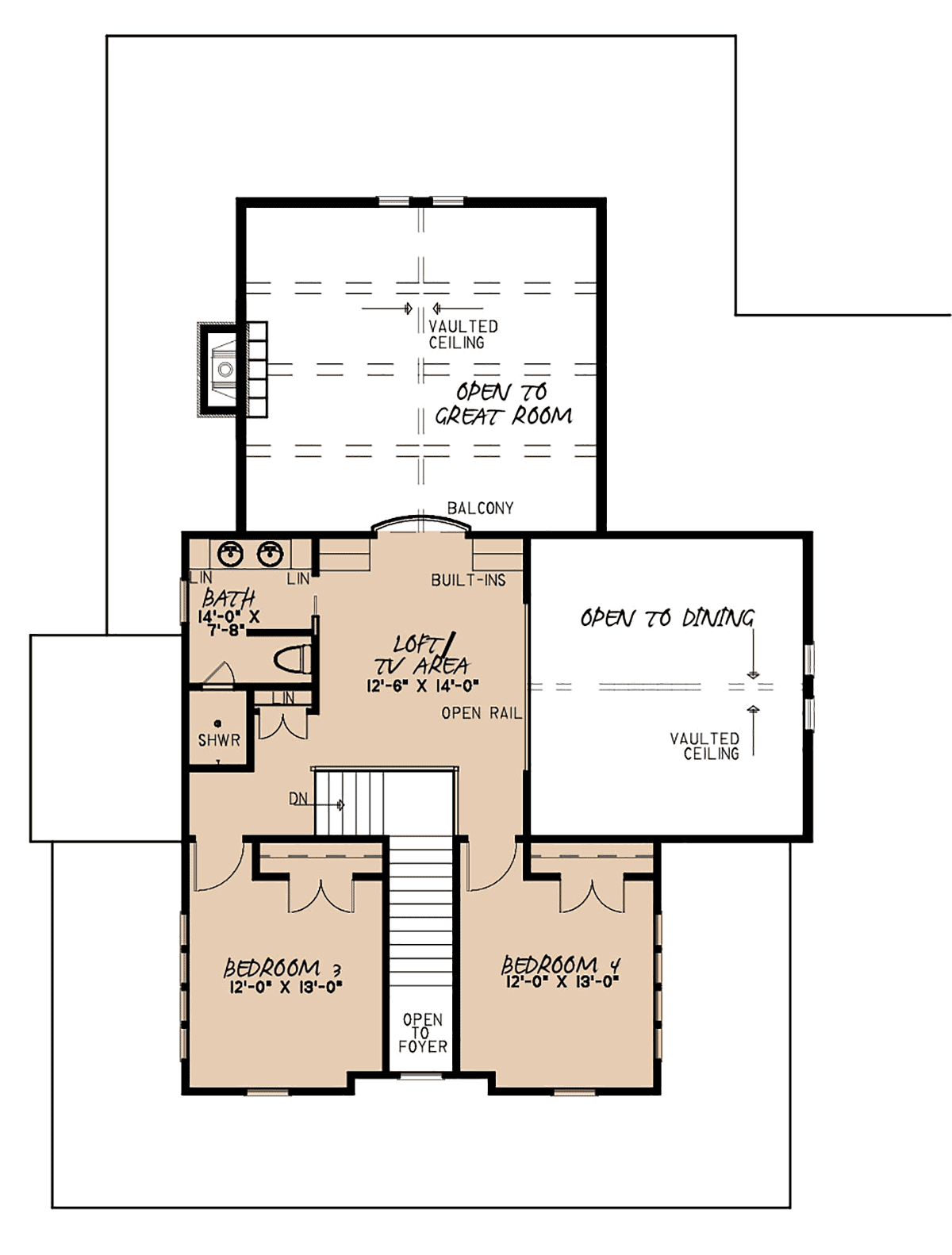 Country Farmhouse Southern Level Two of Plan 82502