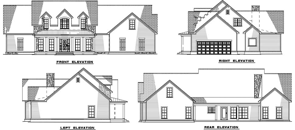 Cottage Country Southern Rear Elevation of Plan 82503