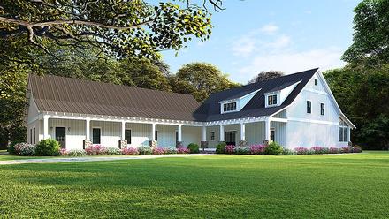 Country Farmhouse Southern Elevation of Plan 82504