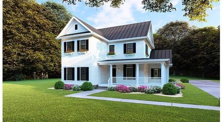 Country Farmhouse Southern Elevation of Plan 82505