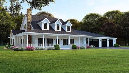 Country Farmhouse Southern Elevation of Plan 82506