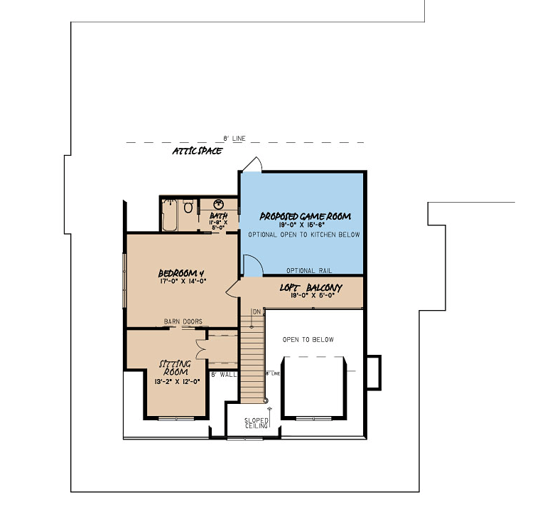 Country Farmhouse Southern Level Two of Plan 82509