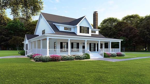 Country, Farmhouse, Southern House Plan 82509 with 4 Beds, 4 Baths, 3 Car Garage